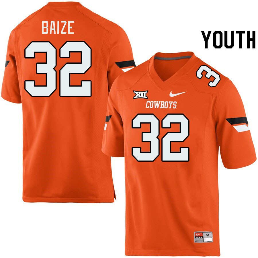 Youth #32 Braden Baize Oklahoma State Cowboys College Football Jerseys Stitched-Retro Orange